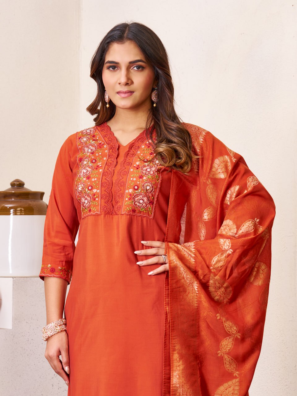 Gorgeous Kurti Set with Jacquard Dupatta