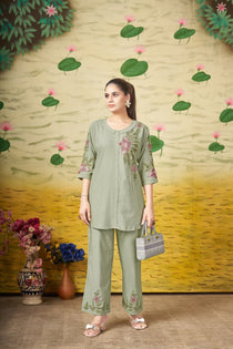 Black Heavy Rayon Embroidered Kurta Pant Set