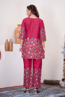 Brown Pure Cotton Kantha Work Co-ord Set