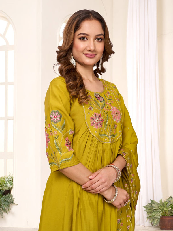 Thread with Hand Work Anarkali Kurti Pair
