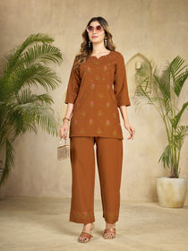 Elegant Multi Embroidered Rayon Co-Ord Set
