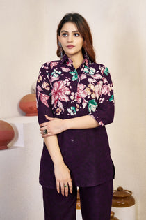 Black Pure Cotton Floral Printed Co-Ord Set