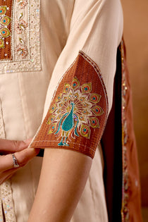 Light Pink Roman Silk Embroidered Anarkali Palazzo Set