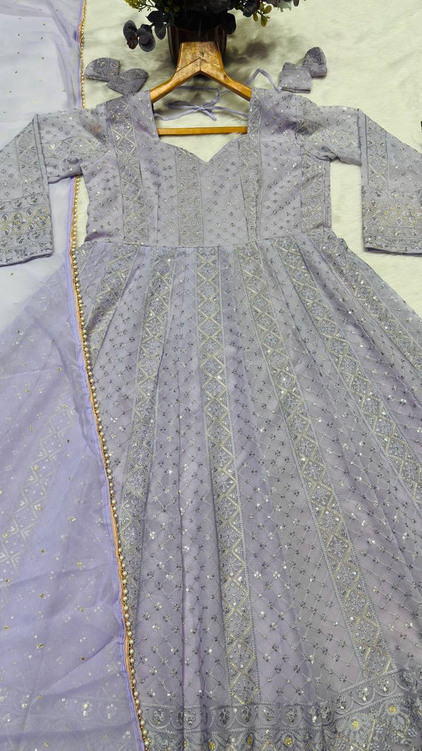 Georgette Sequins Embroidered Suit Set with Dupatta