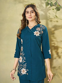 Embroidered Rayon Co-Ord Set
