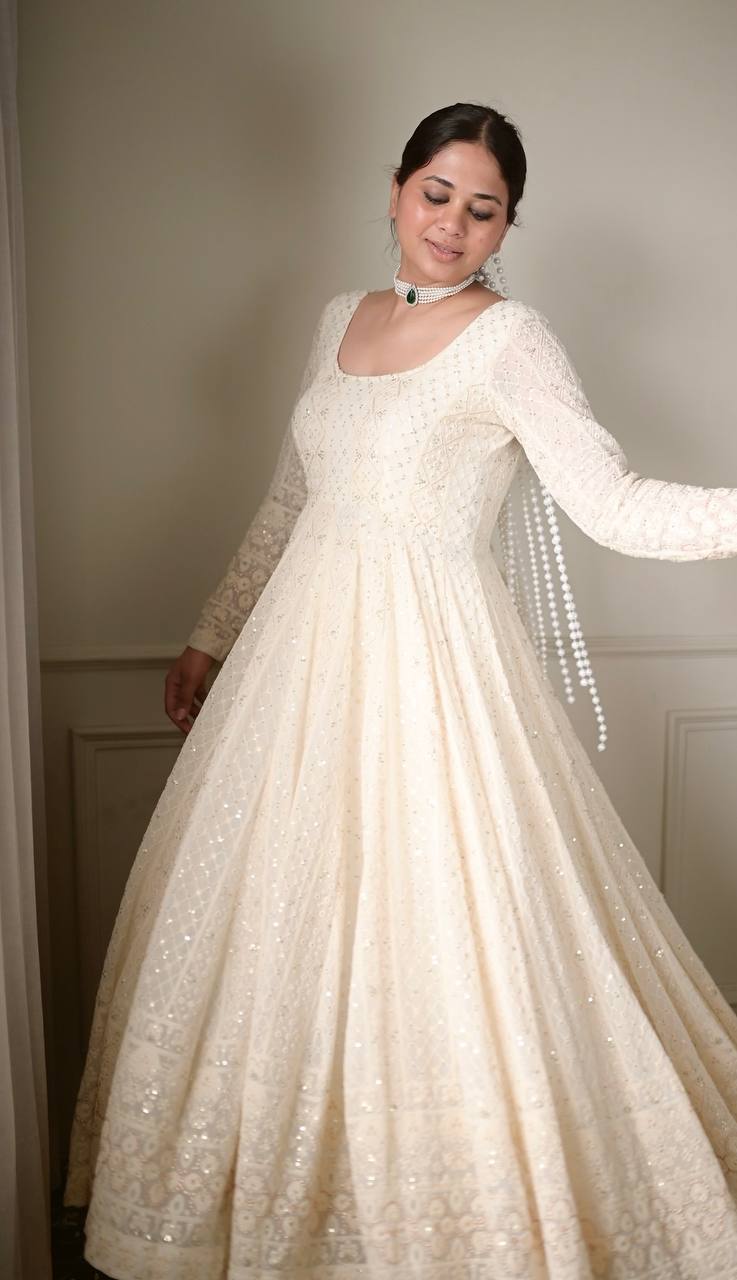 Georgette Sequins Embroidered Suit Set with Dupatta