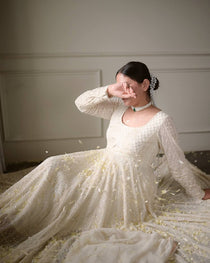 Lavender Georgette Sequins Embroidered Anarkali Suit Set