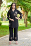 Heavy Rayon Multi Thread Work Black Co-Ord Set