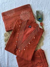 Pure Cotton Embroidered Mirror Work Suit Set