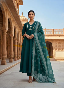 Pure Cotton Morphich Mirror Work Suit Set