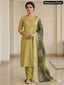 Olive Blossom Embroidered Kurta Set with Premium Floral Printed Dupatta
