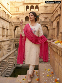 Elegant Bird Motif Embroidered Kurta Set for Women