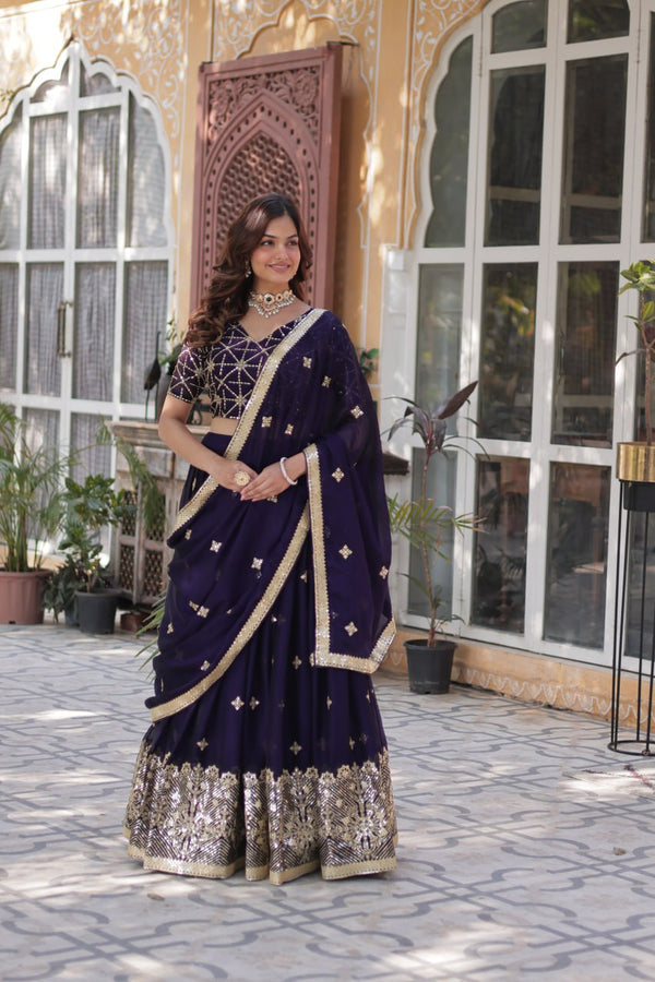 Wedding Wear Heavy Work Purple Color Lehenga Choli KA-5041