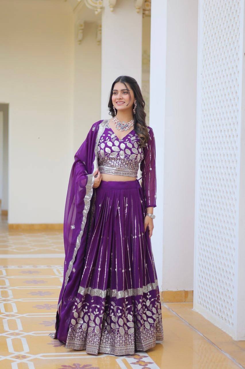 Attractive Pink & Purple Color Georgette Lehenga Choli Ram-068