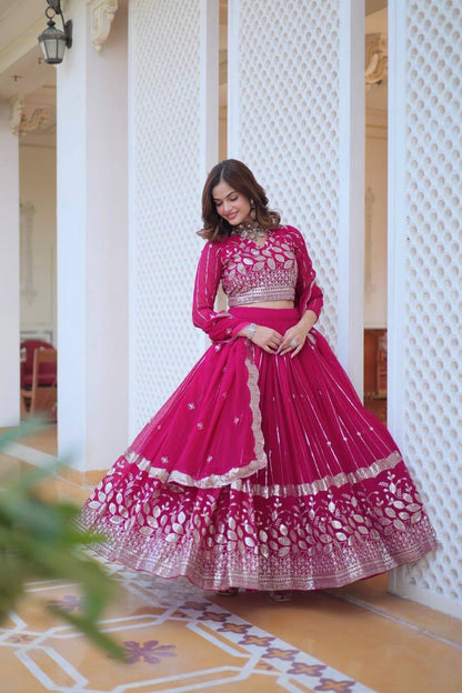 Attractive Pink & Purple Color Georgette Lehenga Choli Ram-068