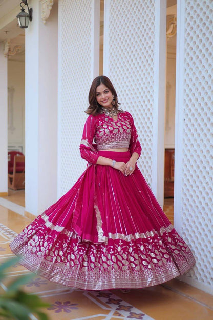 Attractive Pink & Purple Color Georgette Lehenga Choli Ram-068