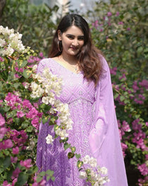 Purple Sequin Embroidered Anarkali Suit Set