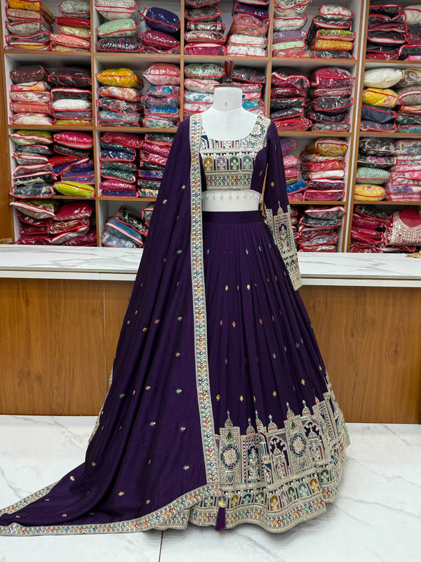Festive Wear Purple Color Thread With Sequence Work Lehenga Choli NKB-54