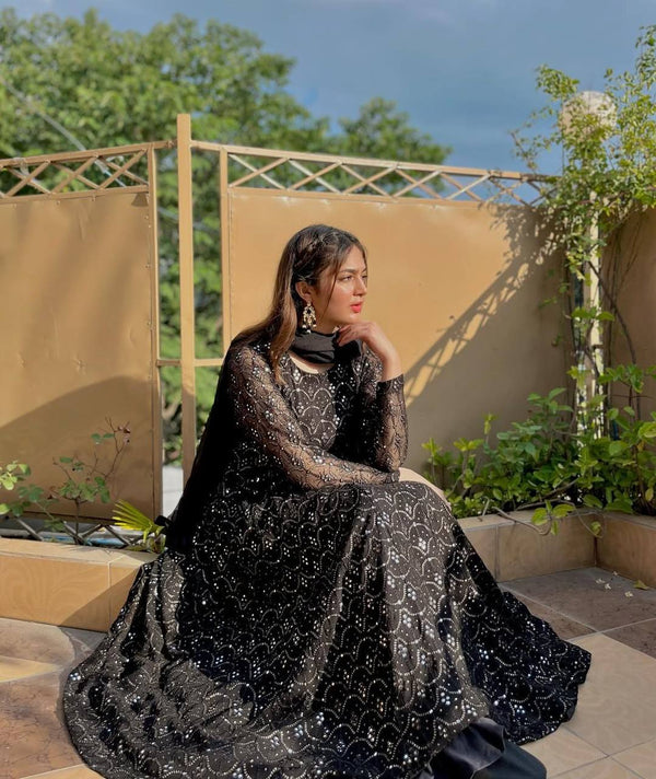 Adorable Embroidered Black Color Anarkali Suit TD-6070