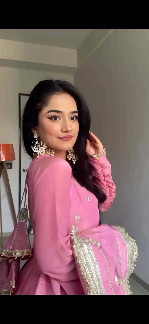 Pink Color Vichitra Silk Flattering Gown