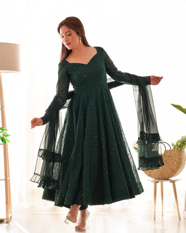 Green Color Georgette Attractive Anarkali Gown NKB-58