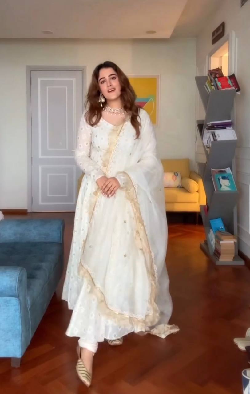 Glorious White Color Embroidered Work Anarkali Suit Secondary image