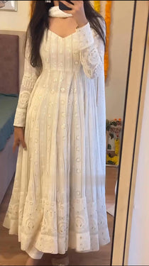 Mehrooni Red Embroidered Anarkali Gown Set