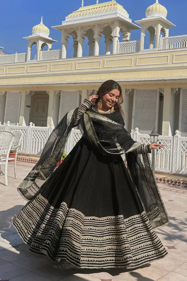 Gorgeous Black Embroidered Work Anarkali Suit Set
