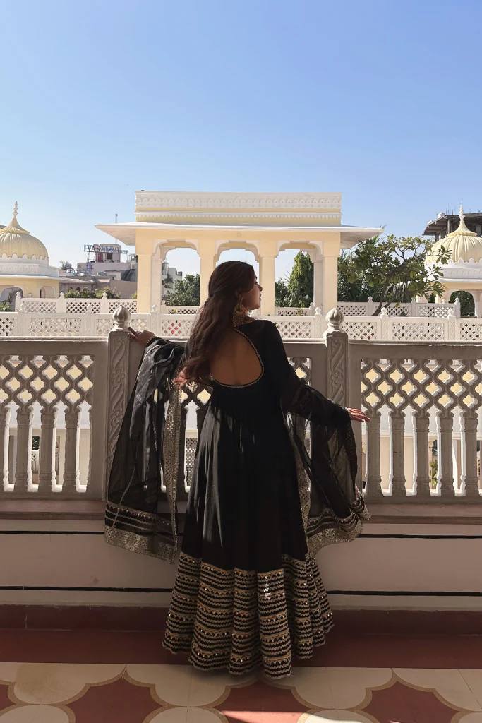 Gorgeous Black Embroidered Work Anarkali Suit Set