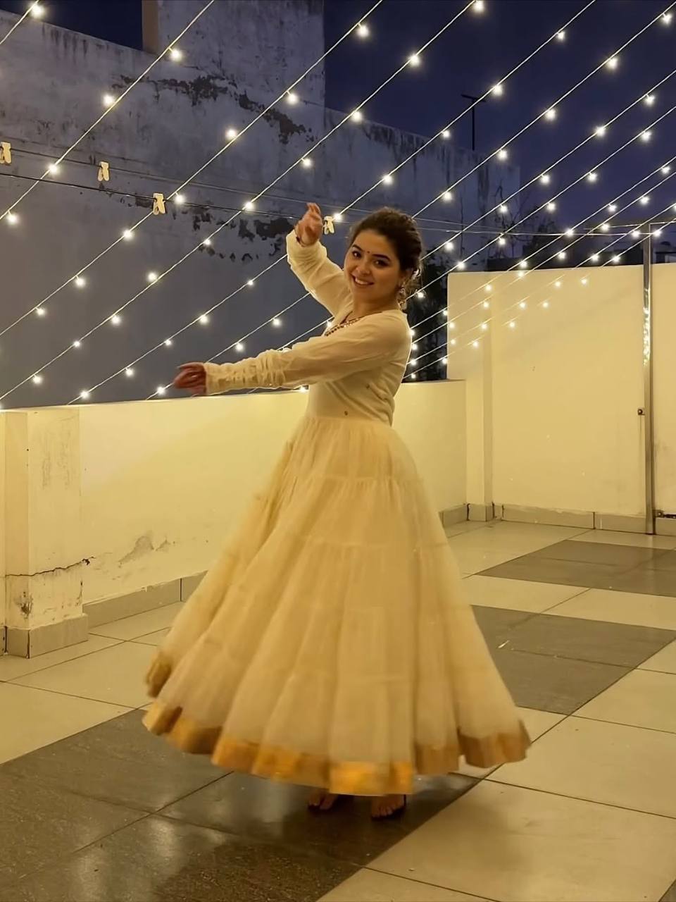 Superhit White Color Thread Work Gown