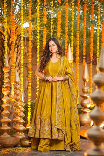 graceful Silk Embroidered Anarkali Gown Set