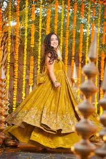 graceful Silk Embroidered Anarkali Gown Set