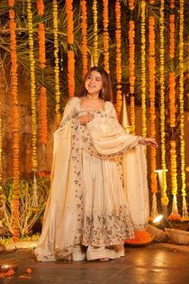 graceful Silk Embroidered Anarkali Gown Set