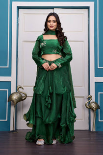 Wine Embroidered Lehenga Choli Set