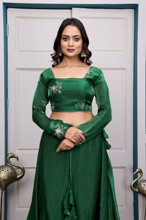Wine Embroidered Lehenga Choli Set
