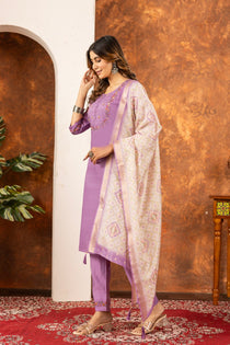 Parrot Green Marina Silk Embroidered Kurta Set