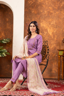 Parrot Green Marina Silk Embroidered Kurta Set