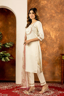Parrot Green Marina Silk Embroidered Kurta Set