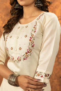 Parrot Green Marina Silk Embroidered Kurta Set