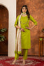 Multi Embroidery Thread With Hand Work Three Piece Pair