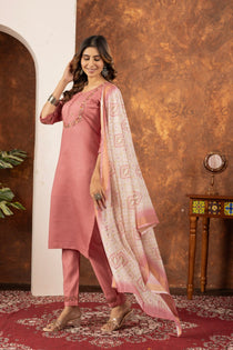 Parrot Green Marina Silk Embroidered Kurta Set