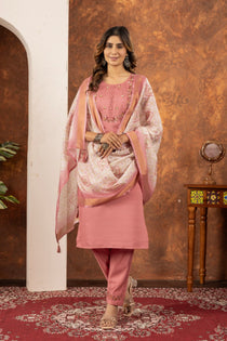 Parrot Green Marina Silk Embroidered Kurta Set