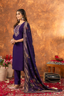 Thread Hand Work Straight Kurti Pant Dupatta Set