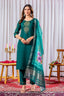 Marvelous Thread Work Straight Kurti Pant Dupatta Set