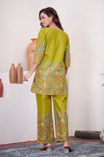 Brown Pure Cotton Kantha Work Co-ord Set