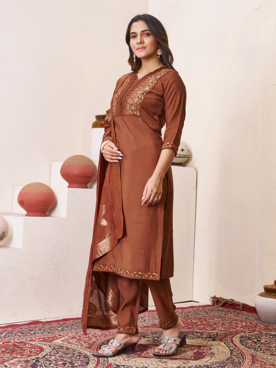 Gorgeous Kurti Set with Jacquard Dupatta