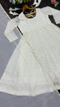 Lavender Georgette Sequins Embroidered Anarkali Suit Set