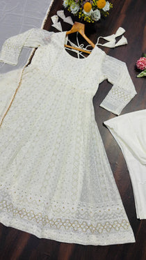 Lavender Georgette Sequins Embroidered Anarkali Suit Set