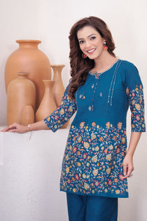 Brown Pure Cotton Kantha Work Co-ord Set