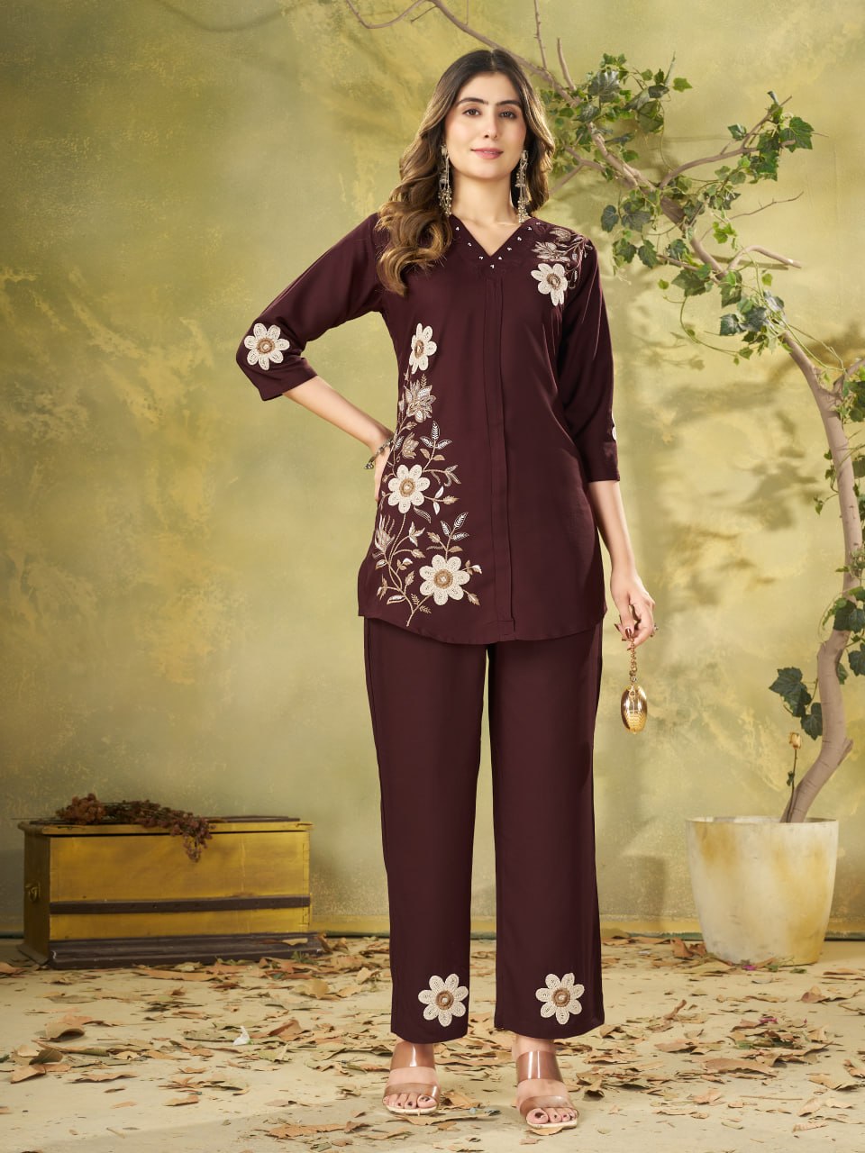Embroidered Rayon Co-Ord Set